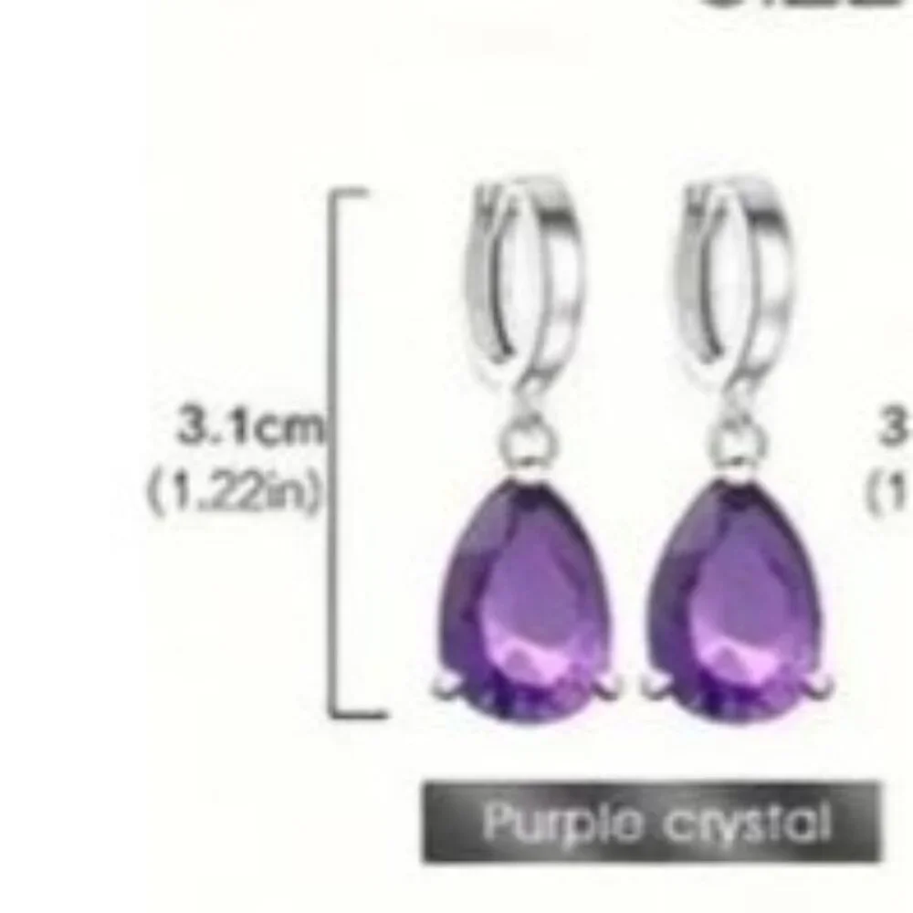 Purple Crystal Dangle Earrings Boho Coquette Fairycore Jewelry
